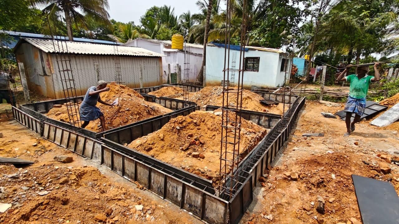 Steel forms and rebar for a new foundation.